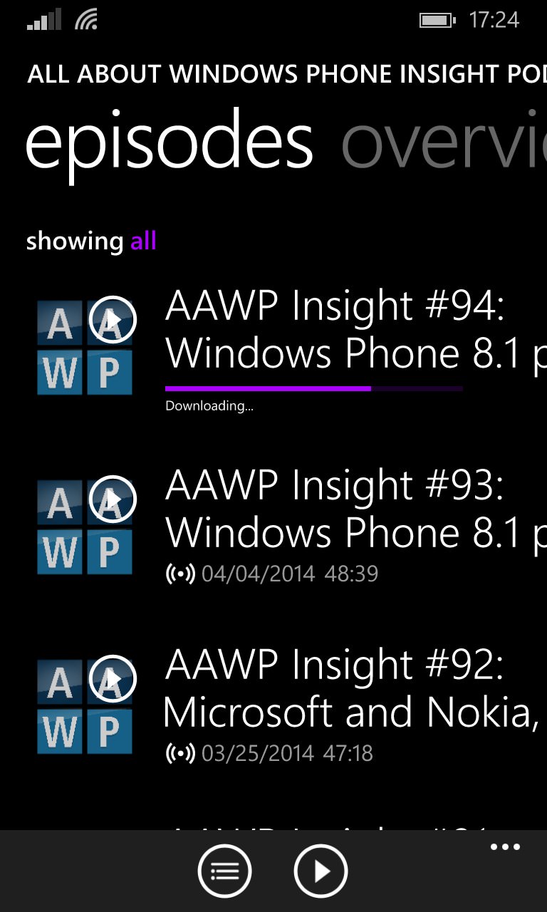 Screenshot, Podcasts from Windows Phone 8.1