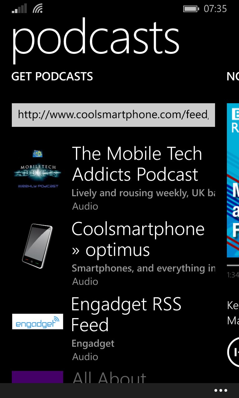 Screenshot, Podcasts from Windows Phone 8.1