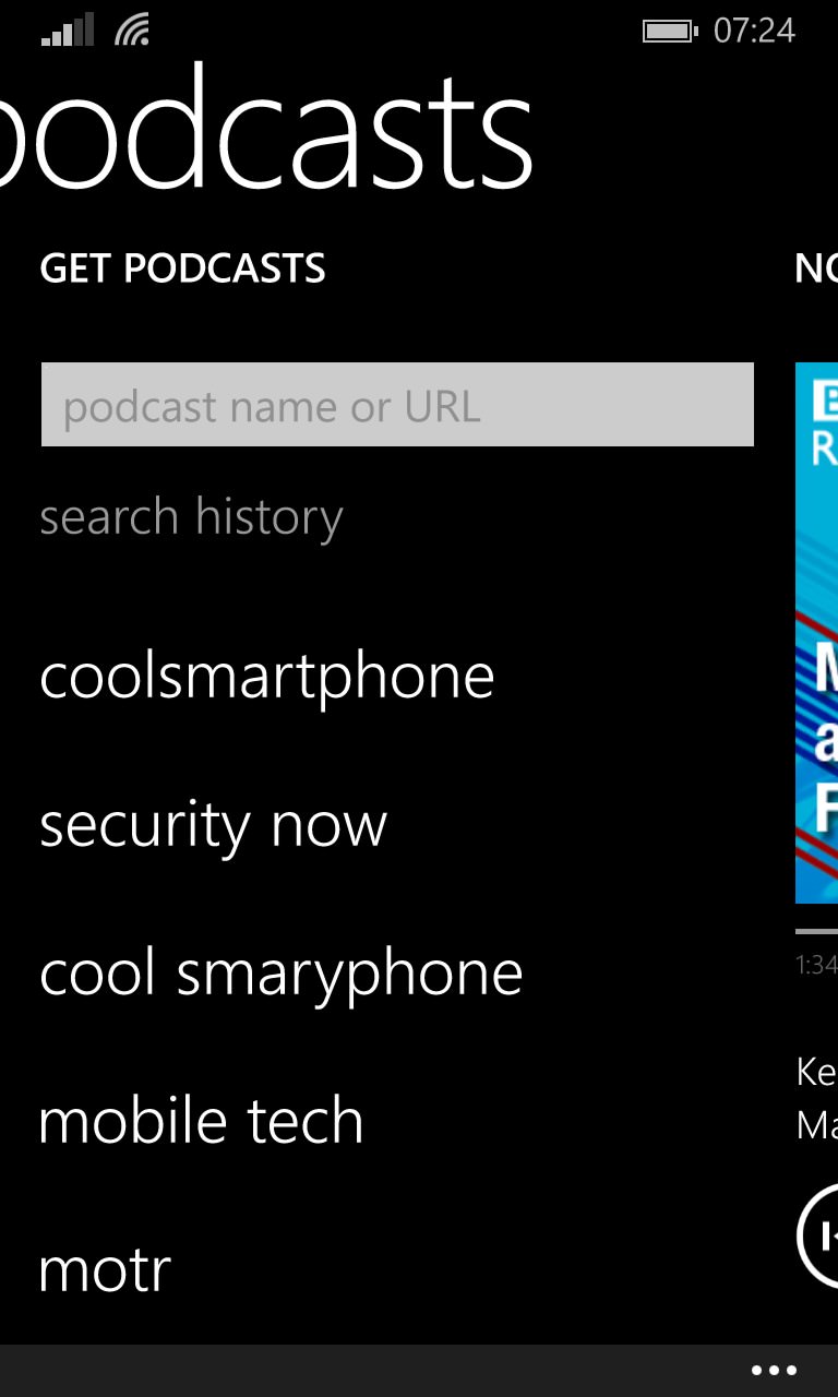 Screenshot, Podcasts from Windows Phone 8.1