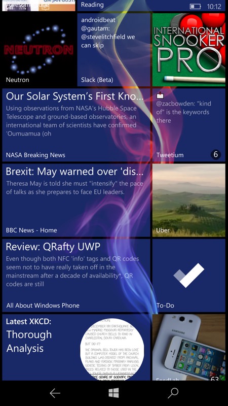 Screenshot, RSS Live Tiles