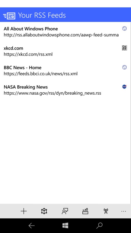 Screenshot, RSS Live Tiles