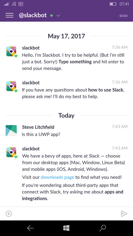 Slack screenshot