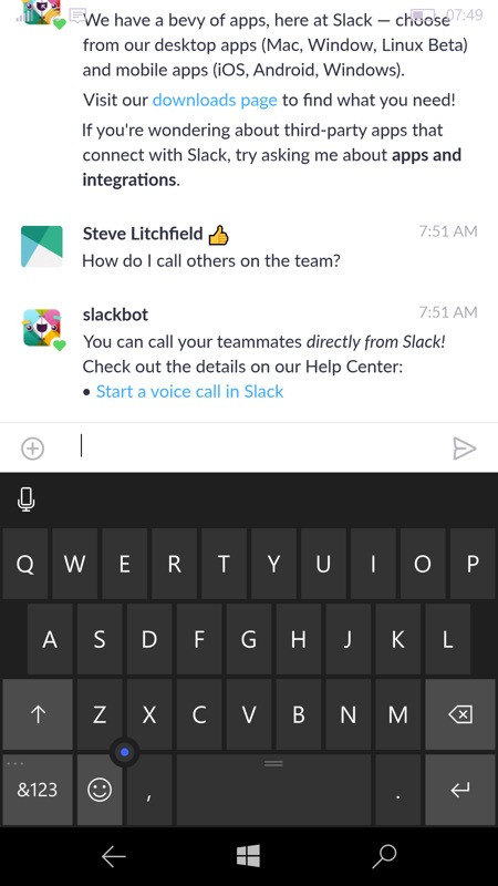 Slack screenshot