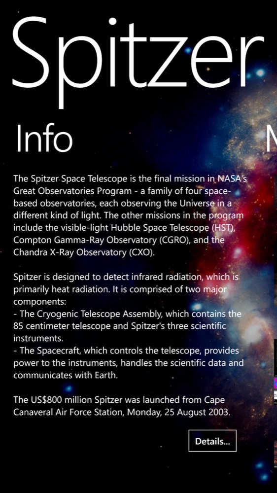 Spitzer Space Telescope screenshot
