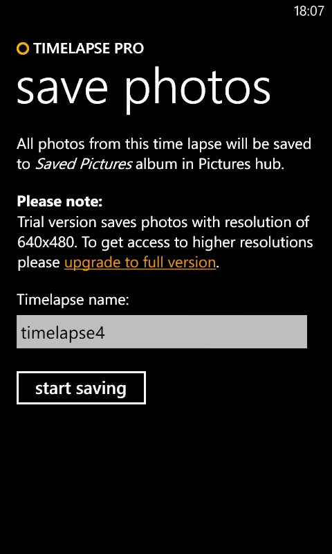 Screen shot, Timelapse Pro