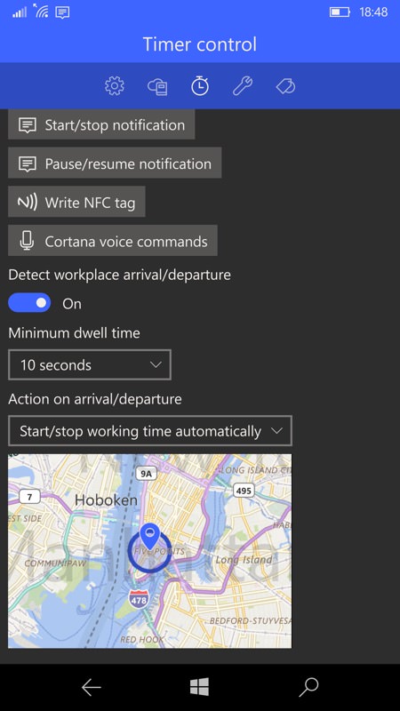 WorkingHours UWP screenshot